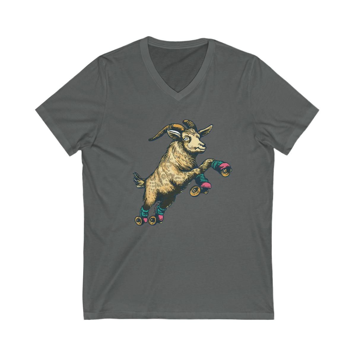 Goat in Flight | Unisex Jersey Short Sleeve V-Neck Tee - Image 11