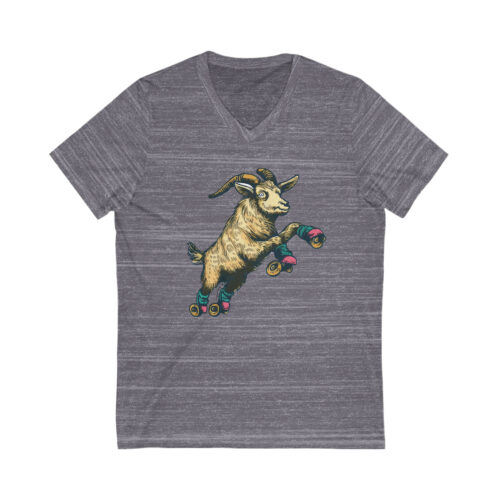 Goat in Flight | Unisex Jersey Short Sleeve V-Neck Tee