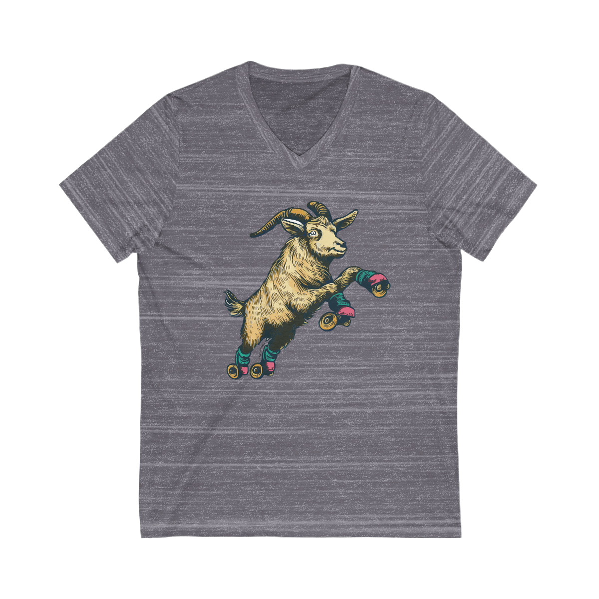 Goat in Flight | Unisex Jersey Short Sleeve V-Neck Tee