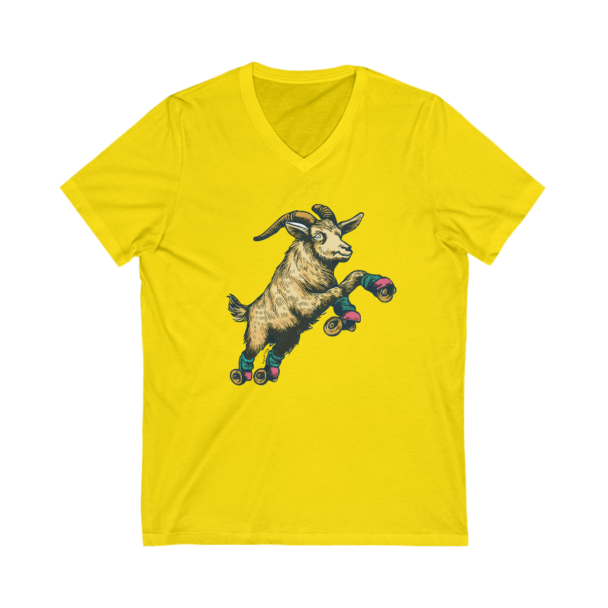 Goat in Flight | Unisex Jersey Short Sleeve V-Neck Tee - Image 5