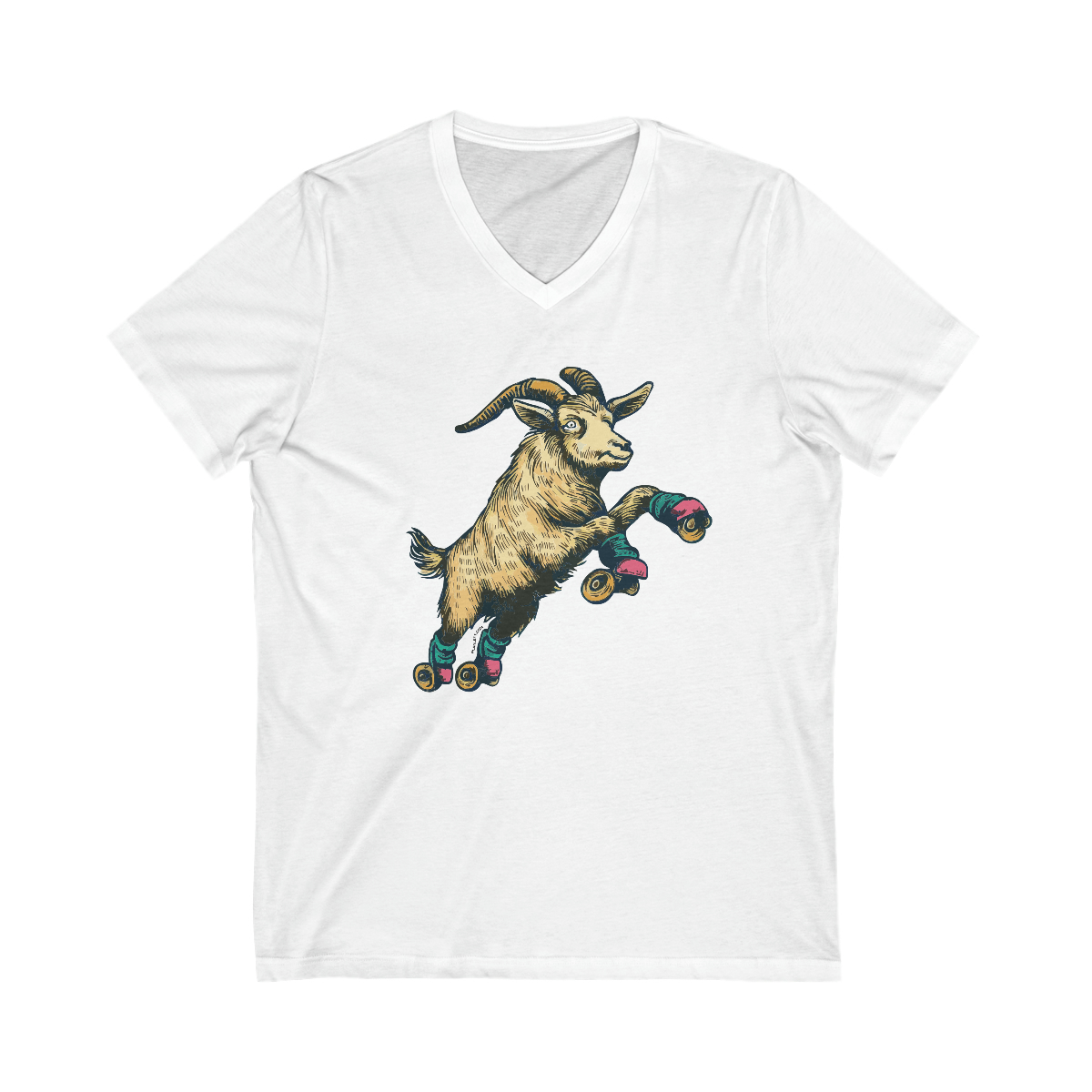 Goat in Flight | Unisex Jersey Short Sleeve V-Neck Tee - Image 3