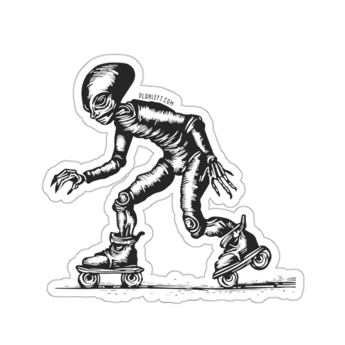 Alien Roller Skater | Kiss-Cut Stickers - Image 4