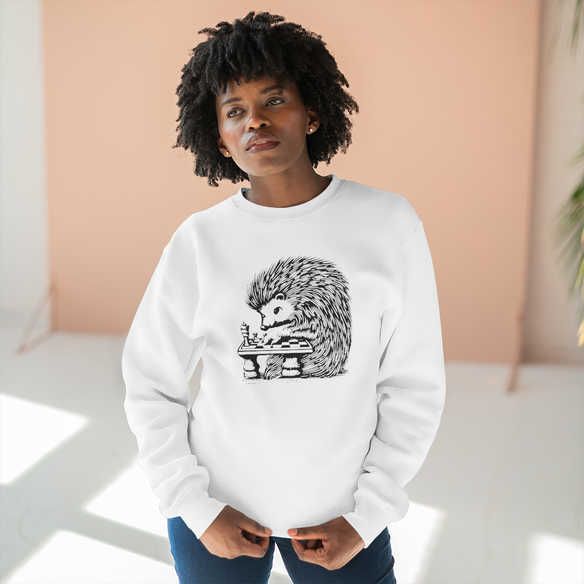 Hedgehog Chess | Unisex Premium Crewneck Sweatshirt - Image 12