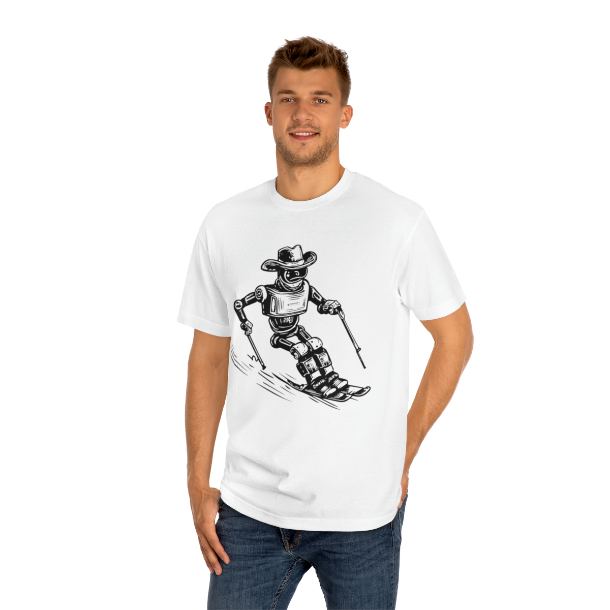 Robot Skier | Unisex Classic Tee - Image 6